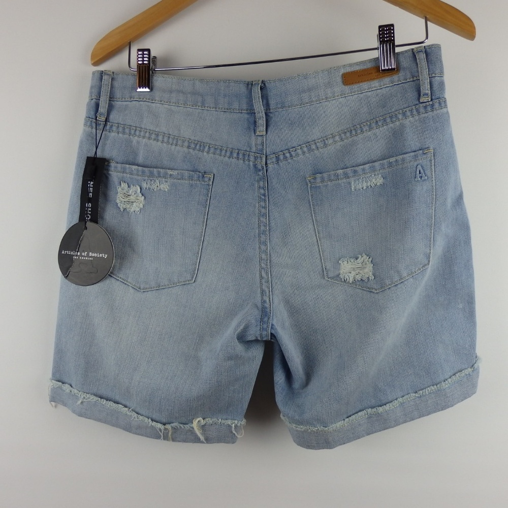 ARTICLES OF SOCIETY Nadine Ripped Distressed Boyfriend Jean Denim Shorts Size 28 - Picture 4 of 7